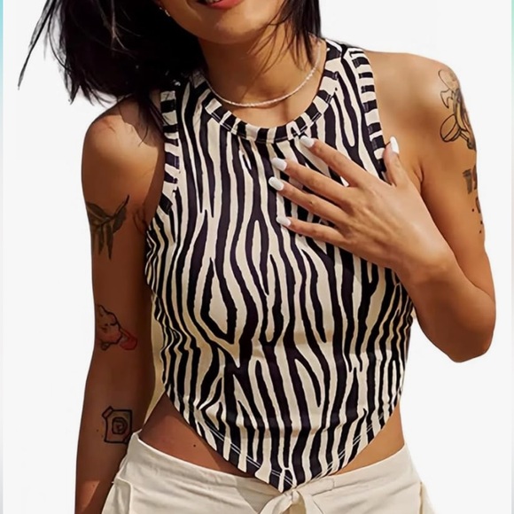 Zebra Racerback Sleeveless Tank Top with Built-In Bra - NWOT - Picture 3 of 12